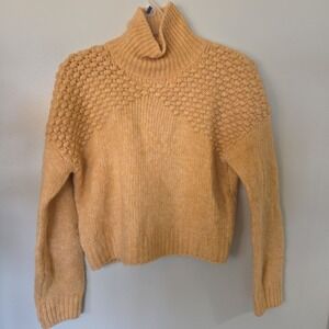 Free People Orange Knit Ribbed Bubble Design Pullover Womens XS Sweater
